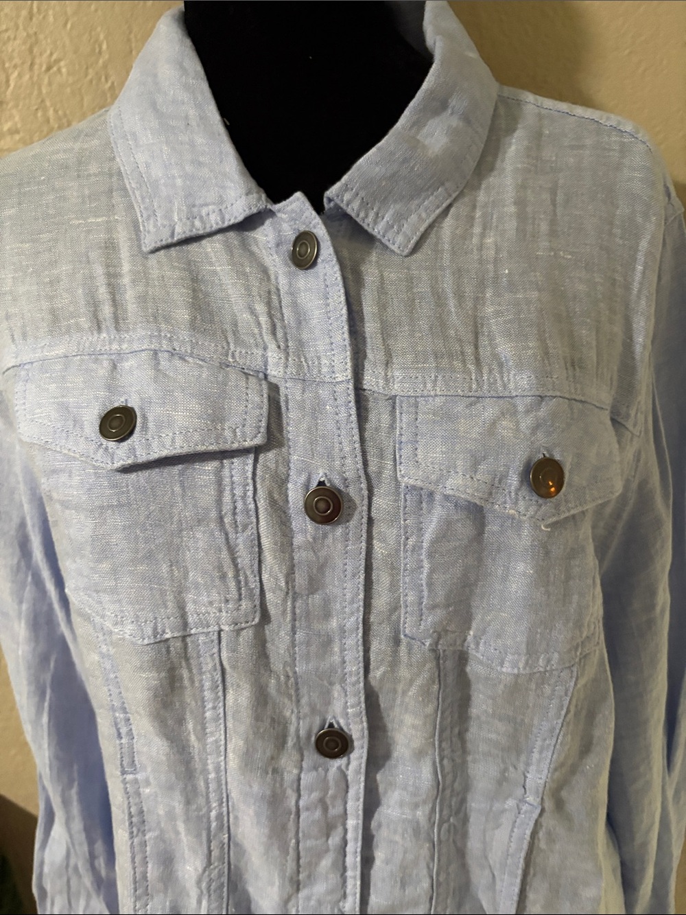 Jones & Co Women’s Light Blue Linen Jacket - Picture 4 of 6